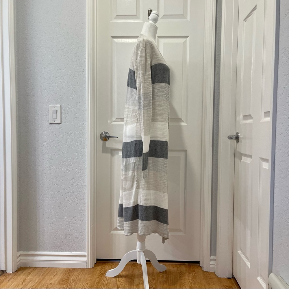 Cabi Nantucket Gray/Cream Long Duster Cardigan Size S - Picture 5 of 10